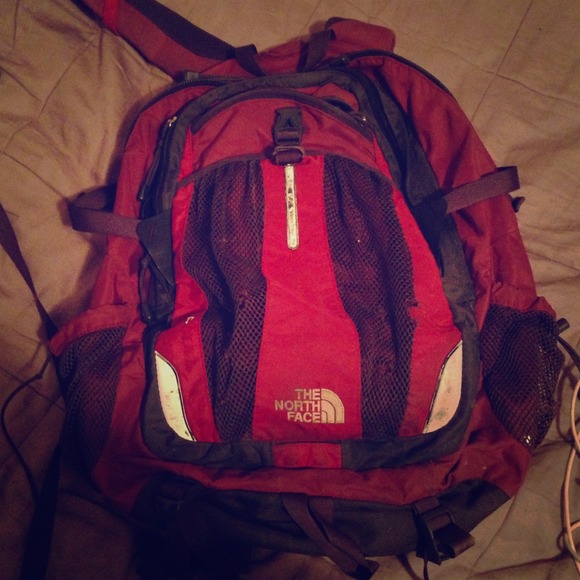 North face dark red backpack!