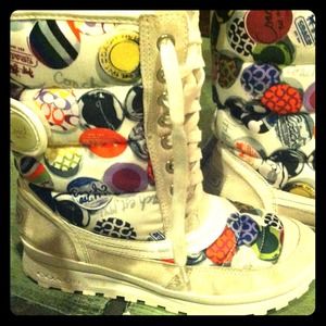 Coach Quilted Button Multi-Colored Snow Boots