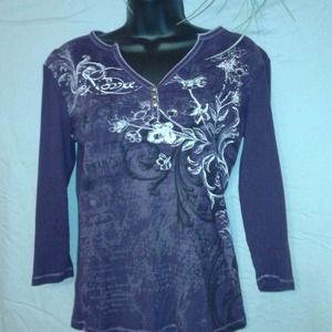 **Royal Purple with silver embellished flowers top
