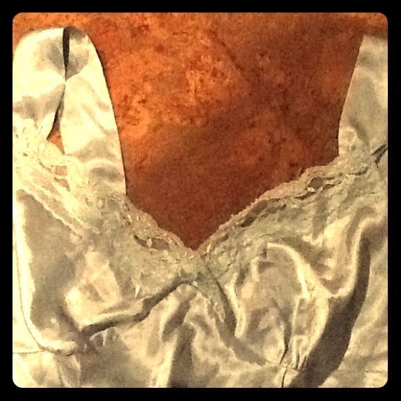 Blue tank with lace detail a neck line