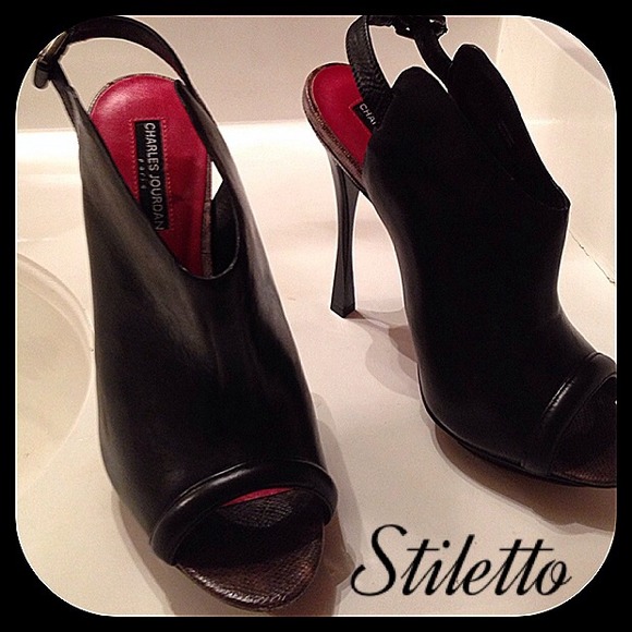 Charles Jourdan Paris black and snakeskin stiletto - Picture 3 of 4