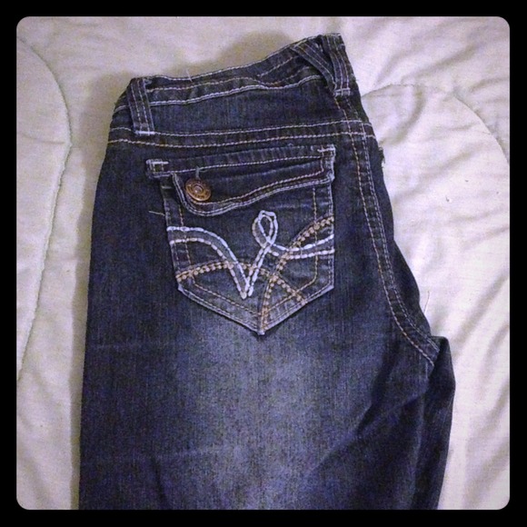 Dark wash jean capris