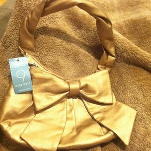 Nine West Soft Gold Bow Peep Purse