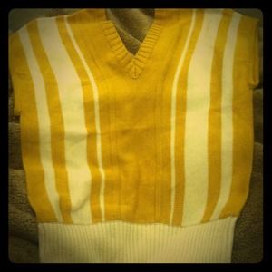 Bebe Mustard Yellow & Cream Stripped S/S Sweater