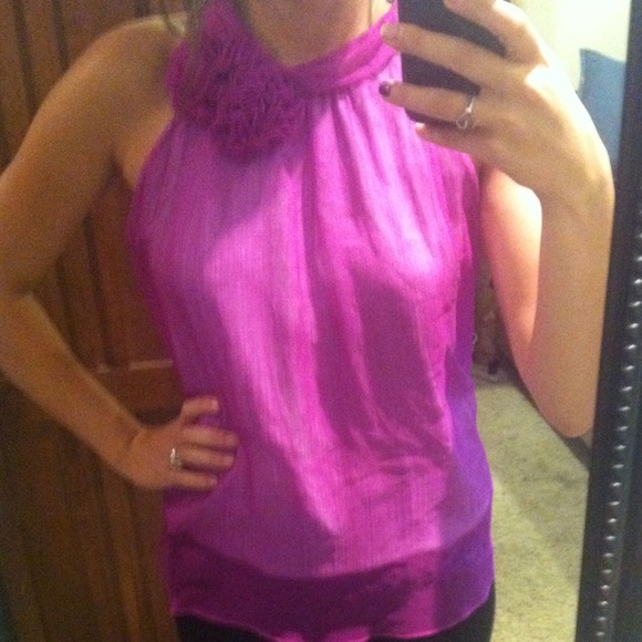 Purple high neck blouse!