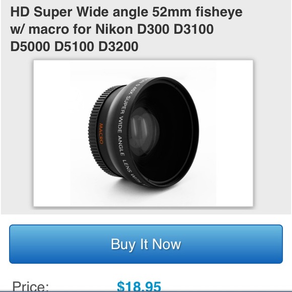 Wide angle lens/ fish eye lens. Nikon