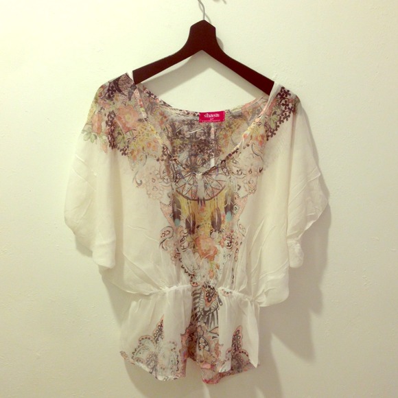 Shasa Cinched Waist Printed Blouse