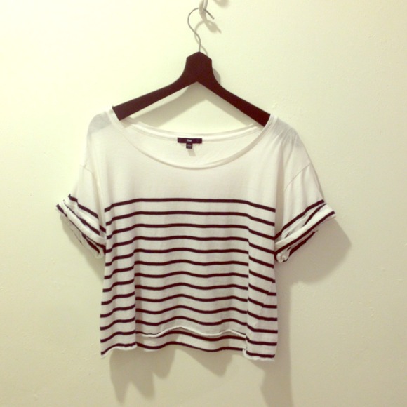 ❌BUNDLED&SOLD❌ GAP Boat Style Striped Crop Tee Top