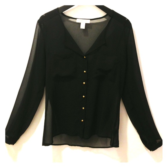 ❌Bundled❌ F21 Sheer Black Blouse w/ Buttons