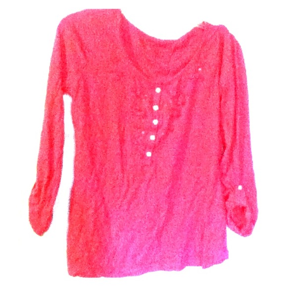 so Tops - hot pink quarter length sleeved  shirt