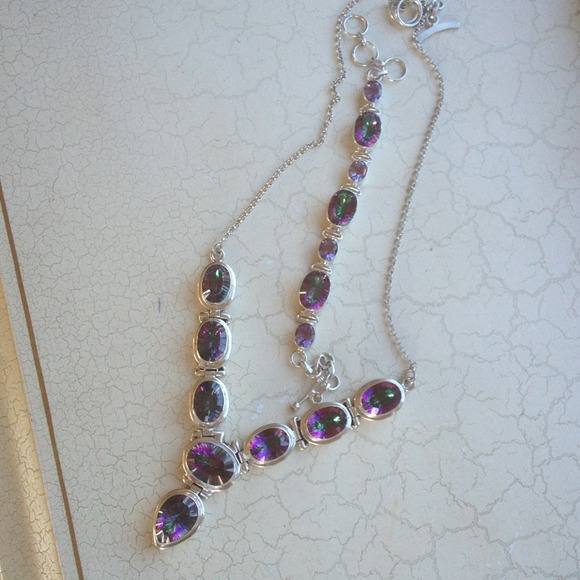 Purple stoned sterling necklace