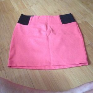 Large coral & black high waisted skirt