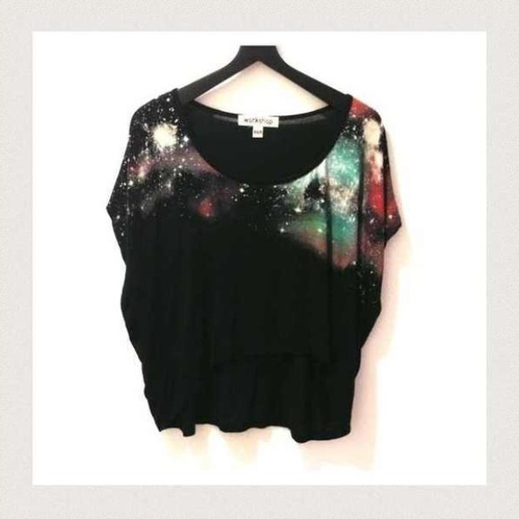Pacsun Black Galaxy Print Blouse Top