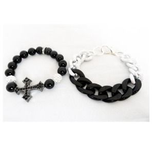 Cross Beaded Bracelet Set and Hand Chain