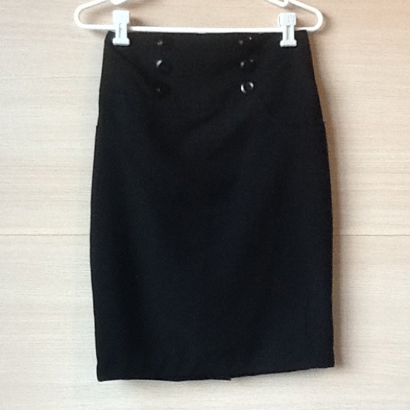 Black pencil Skirt - sailor buttons
