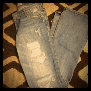 Distressed flare jeans