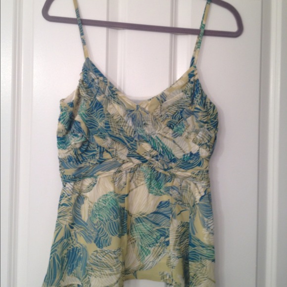Green and blue top from Anthropologie.