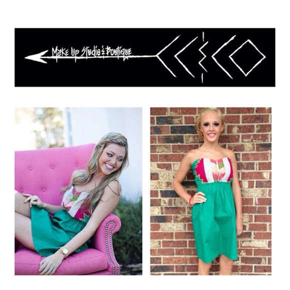 Judith March, strapless dress.