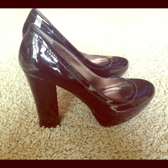 Black patent leather heels