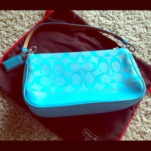 Small turquoise signature "c" coach purse