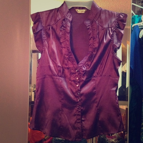 Plum Satin-Like Blouse Size S