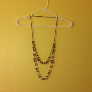 Purple black and silver beaded necklace