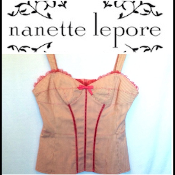 🔴SOLD🔴NANETTE LEPORE Pink & Tan Gingham Bustier