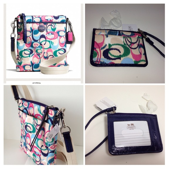 Coach Handbags - Coach Ikat swing pack  & ID zip purse set