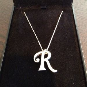 Sterling silver R necklace