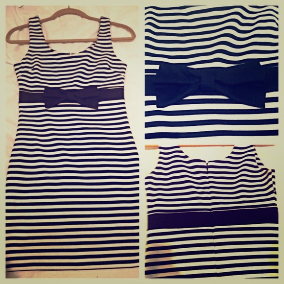 Black and white striped dress with bow!