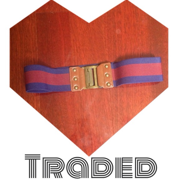 ✋Traded✋Maroon & Navy Blue Stripe Belt