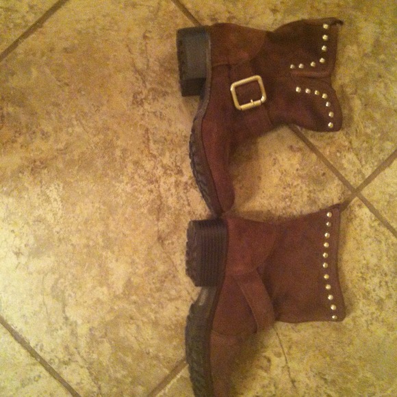 Brown suede ankle boots