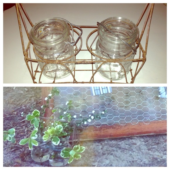 Vintage mason jar flower holder