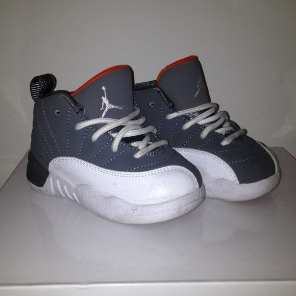 Jordan 12 Cool Grey/Orange/White Toddler Size 6C