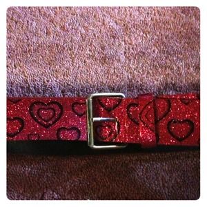 Red glittered black heart belt