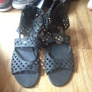 Black gladiator sandal shoe