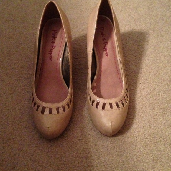 Nude cut out heels