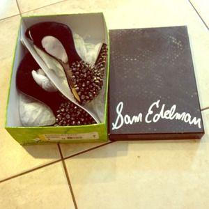 Sam Edelman Black peep-toe studded heels