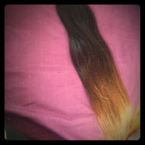 Full head of clip in virgin extensions with ombré