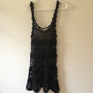 BB Dakota black crochet cover up tank dress