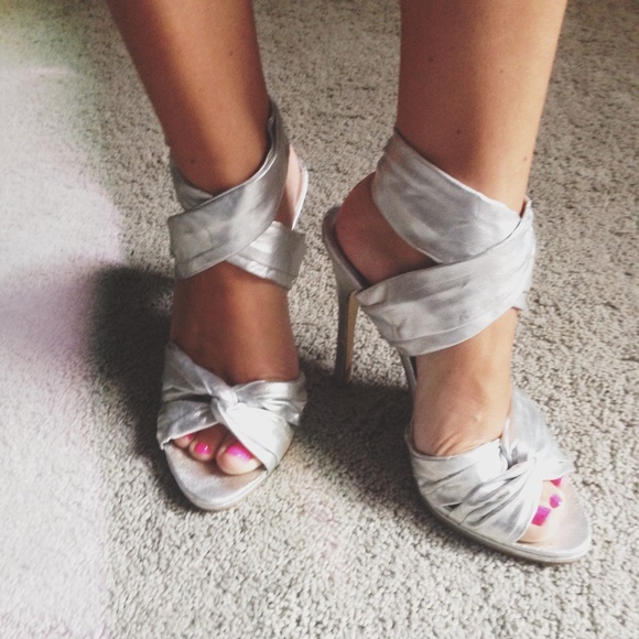 BCBGeneration Shoes - BCBG silver wrap heels