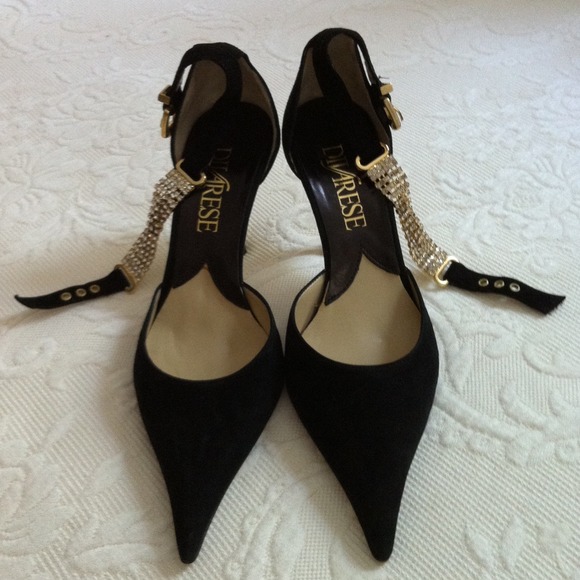Divarese Black Suede Heels - Picture 2 of 3