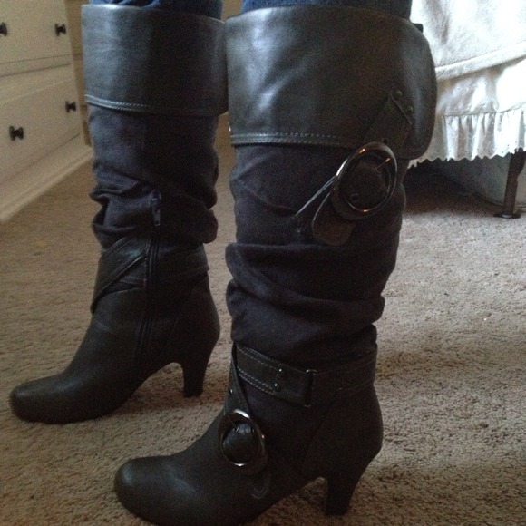 Shoes - Gray Slouch boots size 9