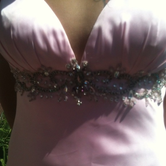 Pink satin dress worn once size 6