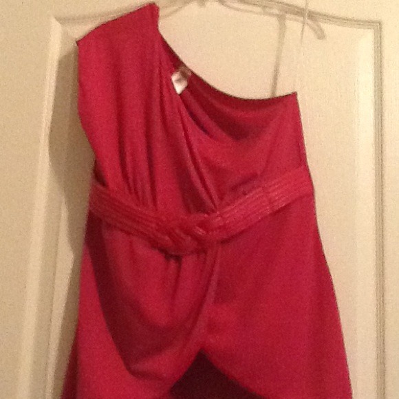 Sexy one shoulder hot pink top