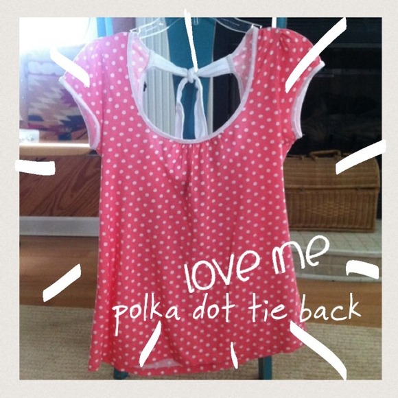 Polka Dot princess top with open tie back. Pink