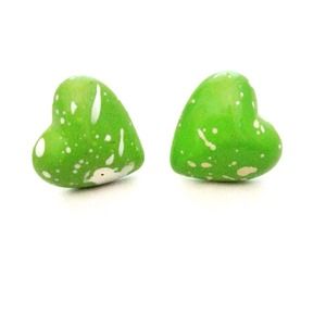 Funky  Neon Green Heart Stud Earrings