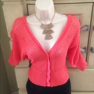 Throw on coral sweater/top