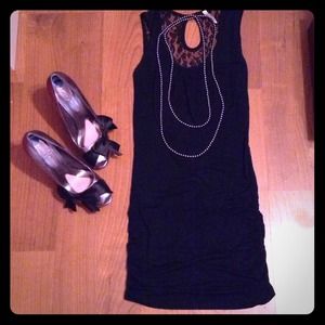 Black Fitted Lace Back Dress