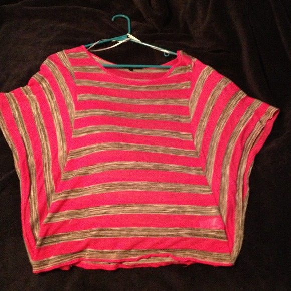 Pink and grey striped tee shirt - Picture 1 of 2